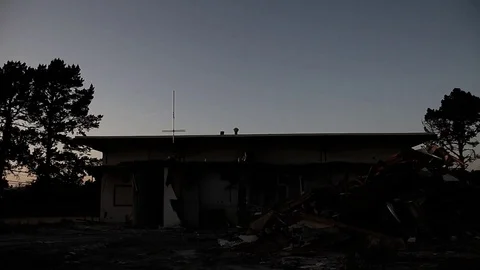 After the sun sets at a construction site Stock Footage 95110312
