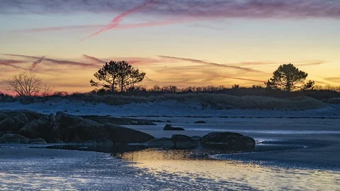 After Sunset at the Beach in Winter Timelapse Stock Footage 127954714