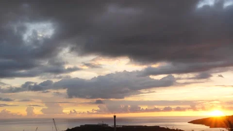 After sunset in the evening, the colorful clouds on the sea covered the sky 스톡 동영상 132082182