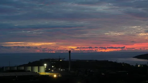 After sunset in the evening, the colorful clouds on the sea covered the sky 스톡 동영상 142246963