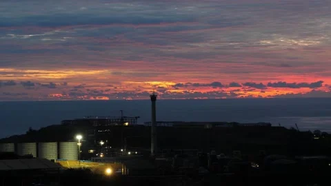 After sunset in the evening, the colorful clouds on the sea covered the sky 스톡 동영상 142247003