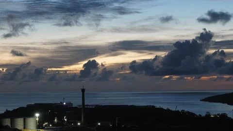 After sunset in the evening, the colorful clouds on the sea covered the sky 스톡 동영상 142247025