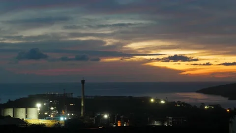 After sunset in the evening, the colorful clouds on the sea covered the sky 스톡 동영상 142247184