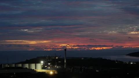 After sunset in the evening, the colorful clouds on the sea covered the sky 스톡 동영상 142247209