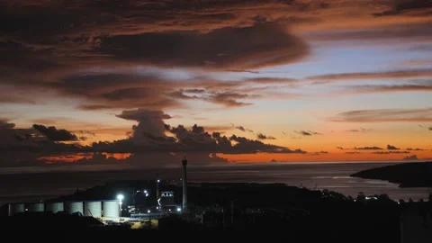 After sunset in the evening, the colorful clouds on the sea covered the sky 스톡 동영상 142247237