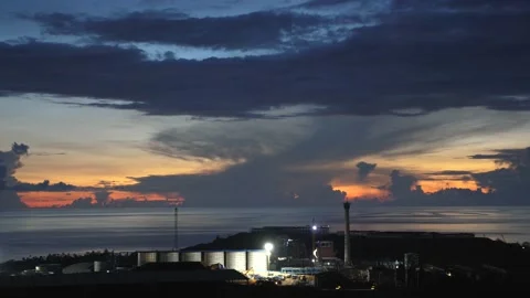 After sunset in the evening, the colorful clouds on the sea covered the sky 스톡 동영상 142247265