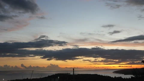 After sunset in the evening, the colorful clouds on the sea covered the sky 스톡 동영상 142247360