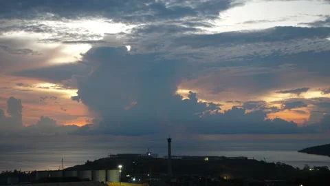 After sunset in the evening, the colorful clouds on the sea covered the sky 動画素材 142247477