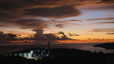 After sunset in the evening, the colorful clouds on the sea covered the sky 動画素材 142247599