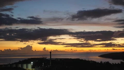 After sunset in the evening, the colorful clouds on the sea covered the sky 動画素材 142247785