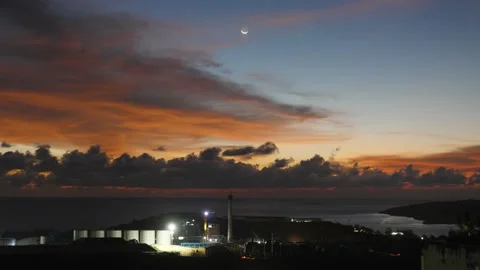 After sunset in the evening, the colorful clouds on the sea covered the sky 動画素材 142247947