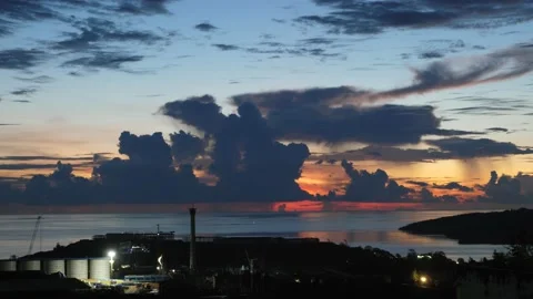 After sunset in the evening, the colorful clouds on the sea covered the sky Stock Footage 142248412