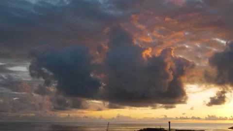 After sunset in the evening, the colorful clouds on the sea covered the sky 動画素材 142248709
