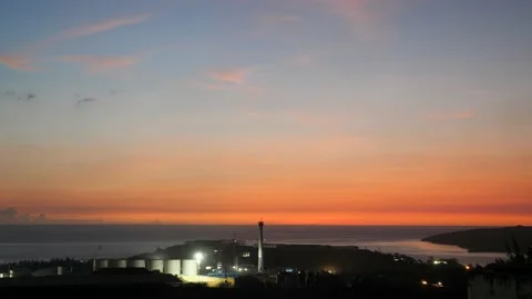 After sunset in the evening, the colorful clouds on the sea covered the sky 動画素材 142248863
