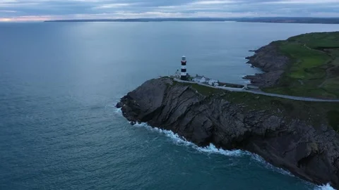 After sunset light. Old Head Lighthouse, West Cork, Ireland 4K Stock Footage 234143827
