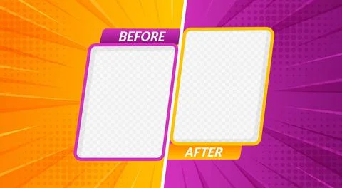 Before after template, borders for comparison Illustrazione stock