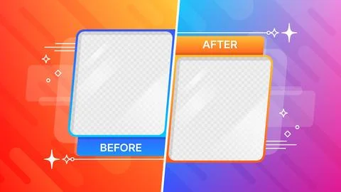 Before after template with comparison frames Illustrazione stock