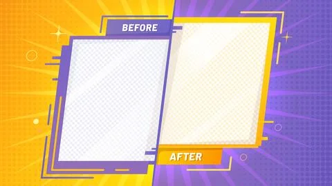 Before after template. Vector background, frame Illustrazione stock