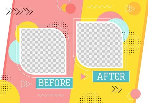 Before after template, vector border, photo frames Illustrazione stock
