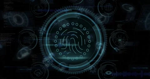 After title shrink teal holo HUD emerging rotating scanning forming print Stock Footage 328469761