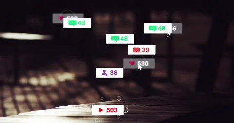 After two frames, badges rising from tabletop, clustering, changing counts, Stock Footage 322220866