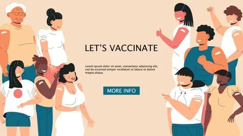 After vaccination concept vector. Coronavirus vaccine company. Injection in s Stock-Illustration