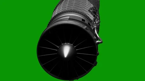 Afterburning turbofan engine, airplane engine. Turbine blades of airplane. CGI Stock Footage 326328955