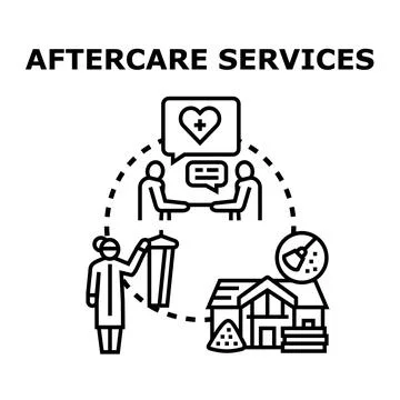 Aftercare services providing support and assistance Stock Illustration