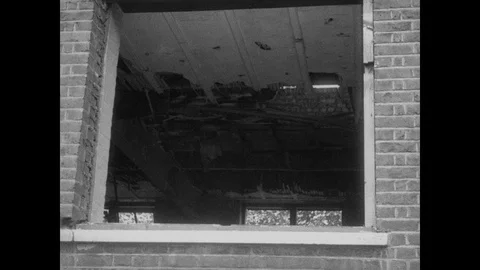 Aftermath of air raid in London, damaged buildings, UK 1917 Stock Footage 141070989