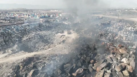 Aftermath of April 27 Explosion at Shahid Rajaee Port, Bandar Abbas, Iran Stock Footage 308611556