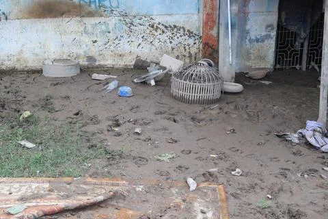 Aftermath of a Devastating Flood with Mud and Debris Foto stock