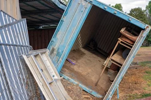 The Aftermath Of A Flooded Container Stock Photos