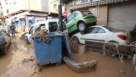 Aftermath of heavy rains in Valencia Video stock 290076038