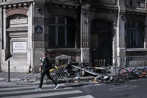 Aftermath of high school students protests in Paris, France - 02 Oct 2026 Stock Photos