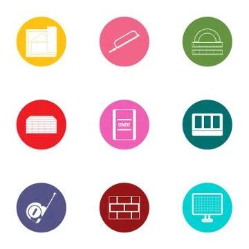 Aftermath icons set, flat style Stock Illustration