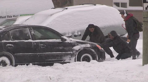 Aftermath of massive snow storm in Ontario after snow squalls Stock Footage 46549215