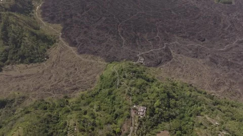 The aftermath of Mount Batur's eruption Stock Footage 330918243