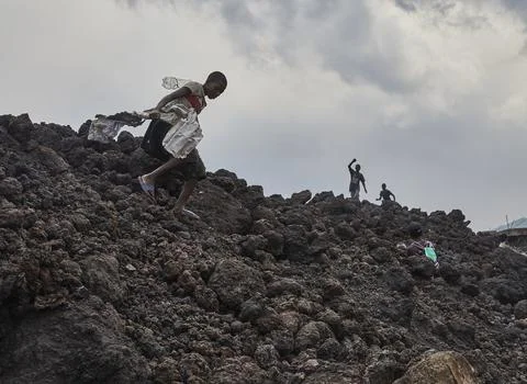 Aftermath of Nyiragongo volcano eruption, Goma, Democratic Republic Of Congo - 2 Stock Photos