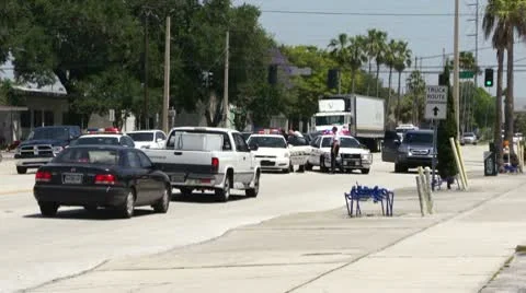 Aftermath of a Police Car Chase Stock Footage
