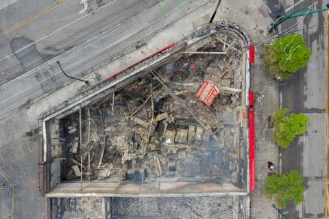Aftermath of riots and mass protest fueled by the police killing of George Floyd Stock Photos