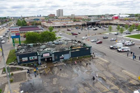 Aftermath of riots and mass protest fueled by the police killing of George Floyd Stock Photos