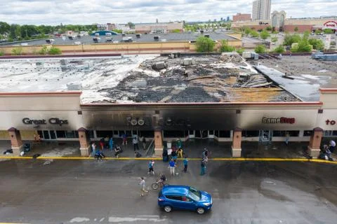Aftermath of riots and mass protest fueled by the police killing of George Floyd Stock Photos