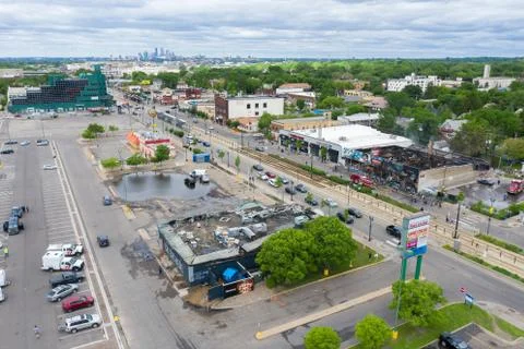Aftermath of riots and mass protest fueled by the police killing of George Floyd Stock Photos