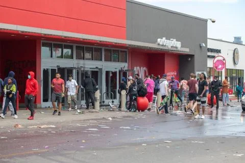 Aftermath of riots and mass protest fueled by the police killing of George Floyd Stock Photos