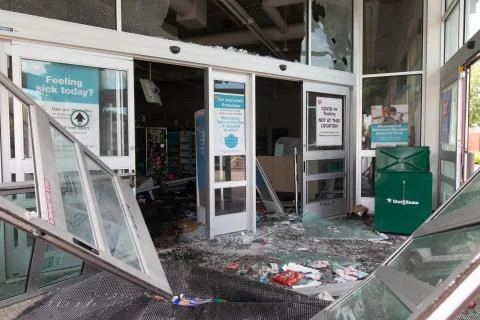 Aftermath of riots and mass protest fueled by the police killing of George Floyd Stock Photos