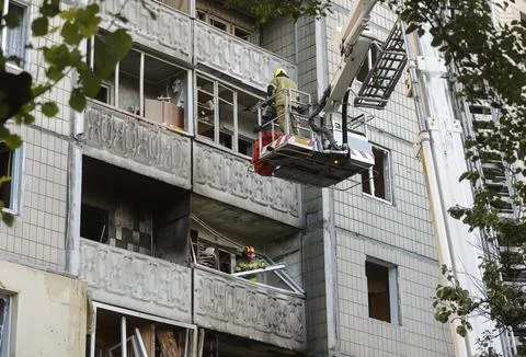 Aftermath of Russian attack on residential area in Kyiv, Ukraine - 09 Sep 2026 Fotos Stock