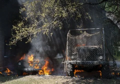 Aftermath of Russian FPV drone attack in the Donetsk area, Ukraine - 17 Aug 2026 Stock Photos