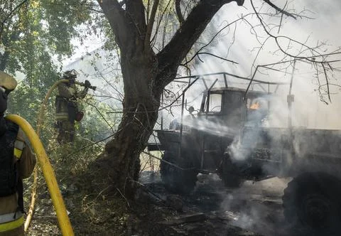 Aftermath of Russian FPV drone attack in the Donetsk area, Ukraine - 17 Aug 2026 Stock Photos
