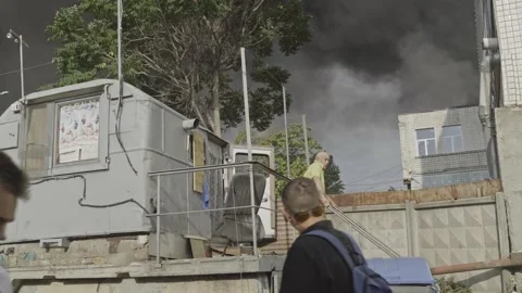 Aftermath of a Russian missile attack on a residential area in Odesa Stock Footage 242247740