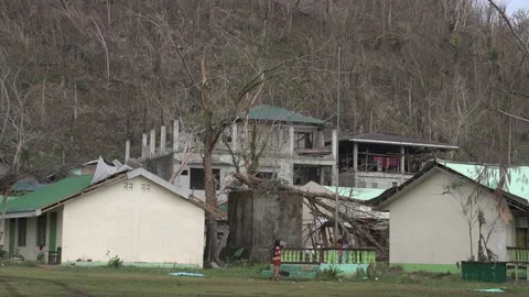 Aftermath of the Super Typhoon Rai / Odette in the Philippines Stock Footage 229678888